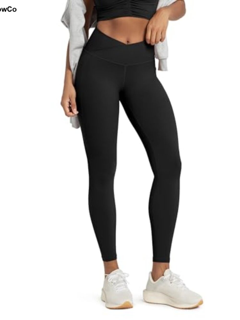 Buttery Soft Cross Waist Leggings with Pockets for Women, 25" Inseam Yoga Pants